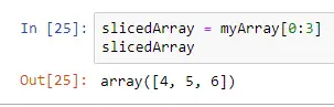 sliced numpy array
