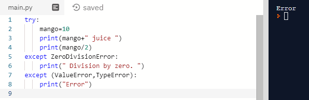 python try except